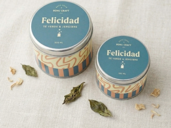 Vela estampada Felicidad – RONU Craft – vista general