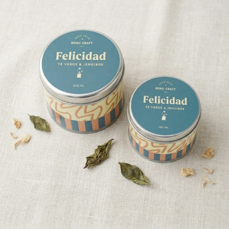Vela estampada Felicidad – RONU Craft – vista general