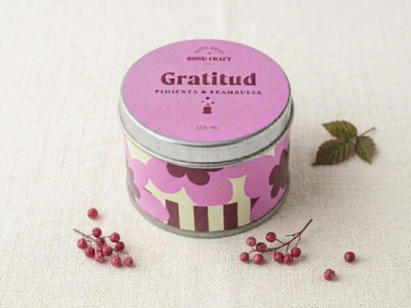 Vela estampada Gratitud – RONU Craft – vista general