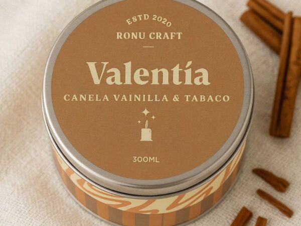 Vela estampada Valentía – RONU Craft – vista general
