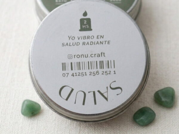 Vela mini pastillero Jade verde – RONU Craft – vista detalle