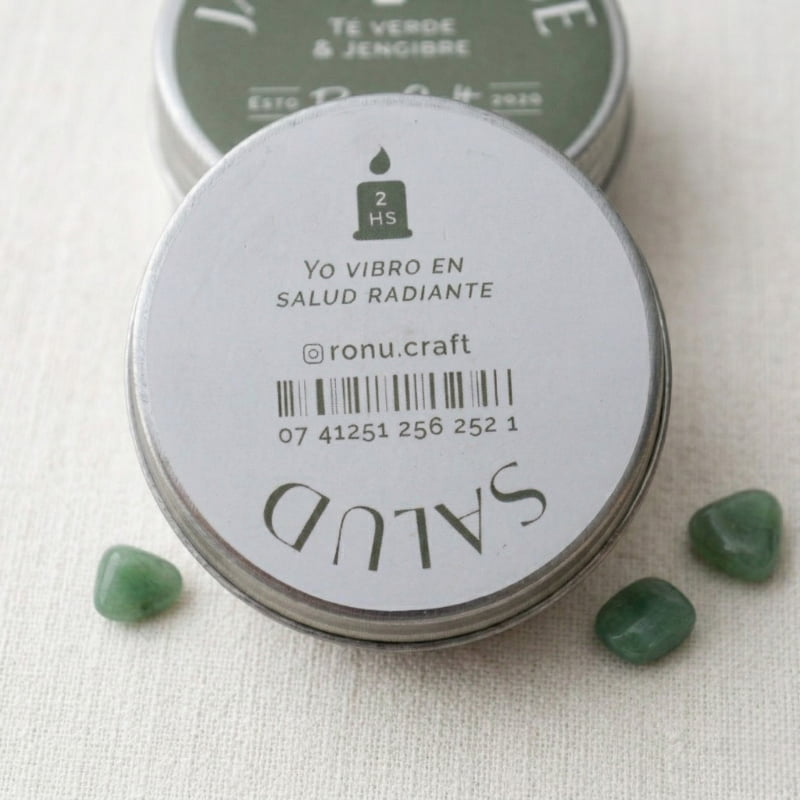 Vela mini pastillero Jade verde – RONU Craft – vista detalle