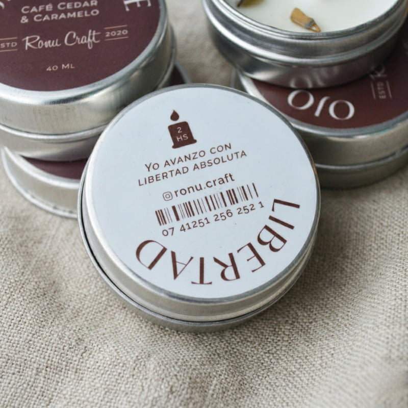 Vela mini pastillero Ojo de tigre – RONU Craft – vista detalle