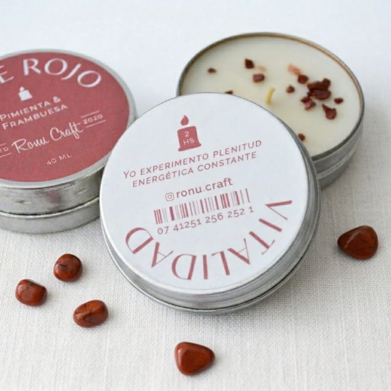 Vela mini pastillero "Jaspe Rojo" - Imagen 2
